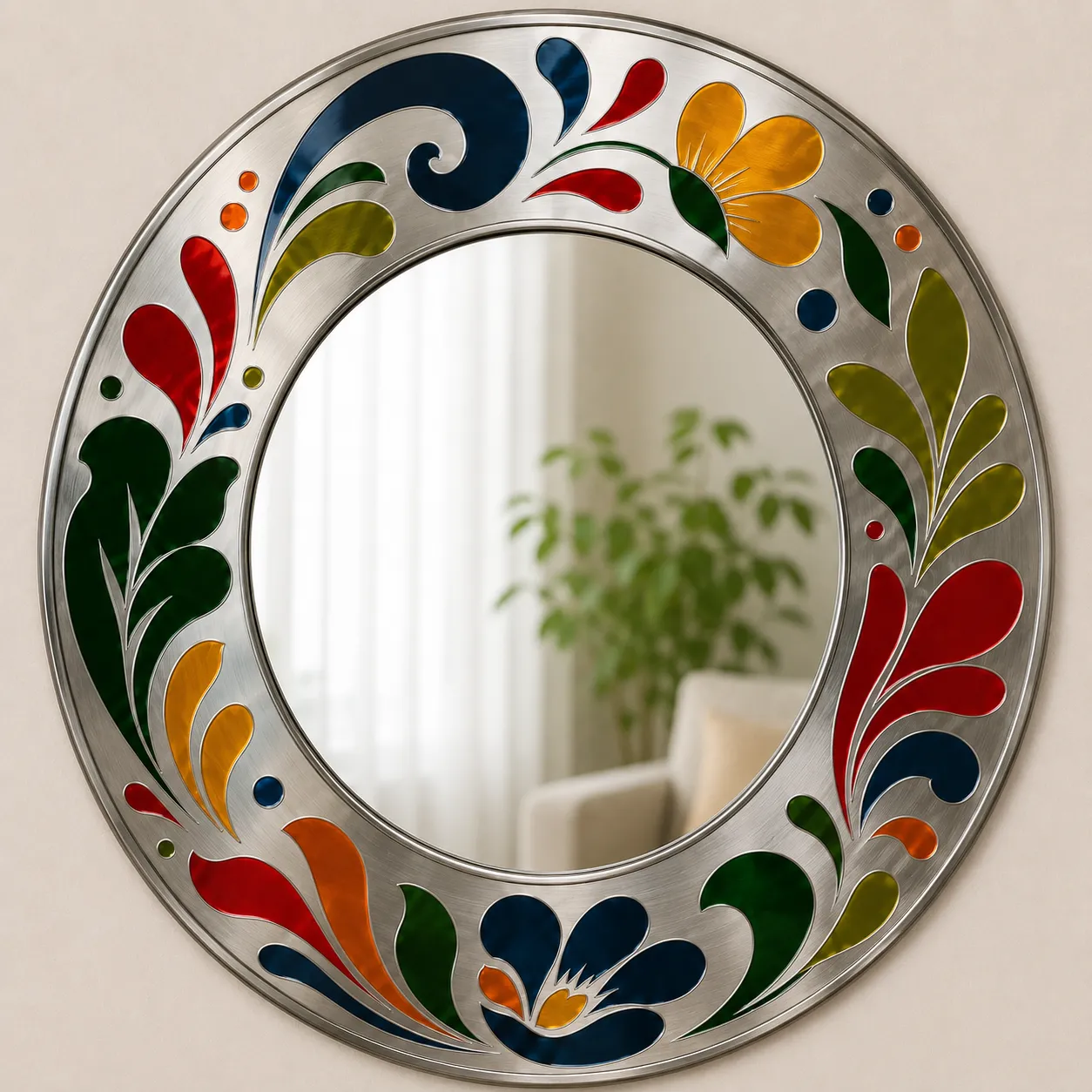 Pritilata Hand-Painted Metal Mirror