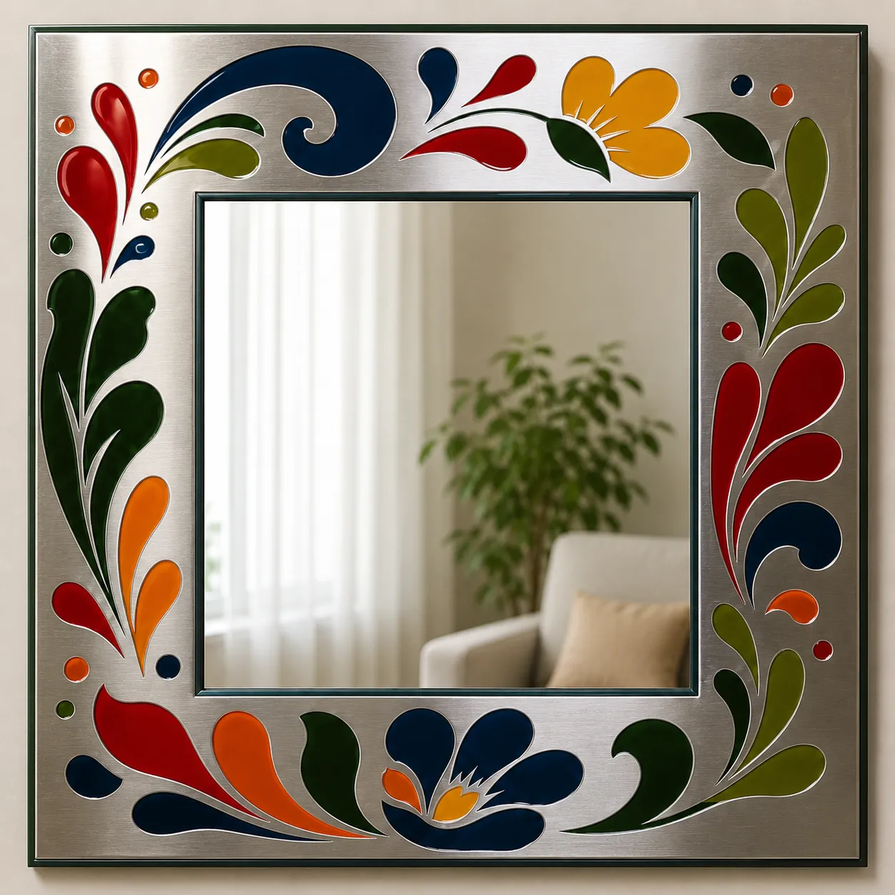 Pritilata Hand-Painted Metal Mirror view 2